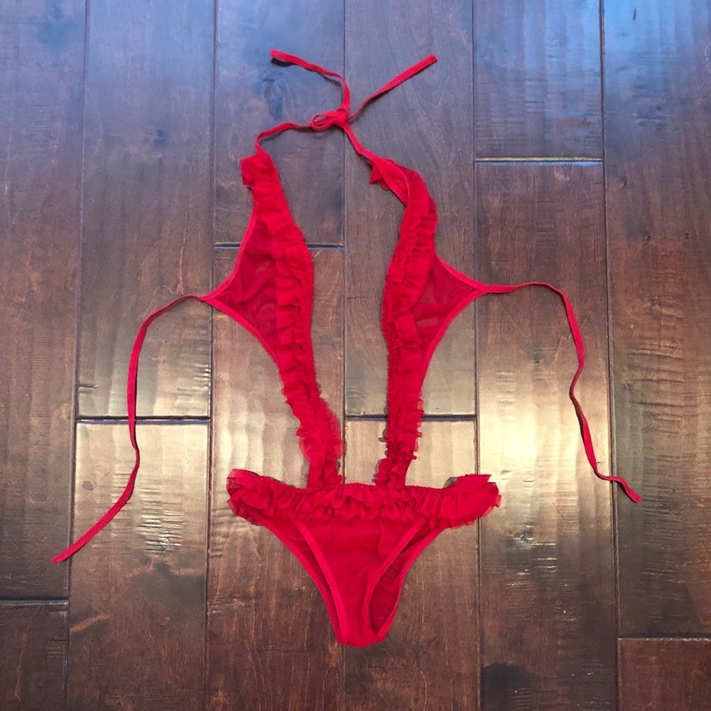 Red lace lingerie